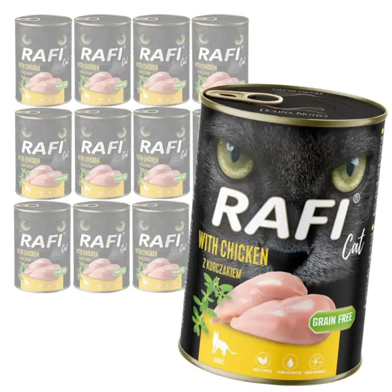 Oferta limitowana Rafi Cat Adult 12x400g Bezzbożowa Mokra Karma Dla Kota Z Kurczakiem