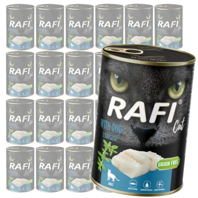Obniżka ceny Rafi Cat Adult 24x400g Bezzbożowa Mokra Karma Dla Kota Z Dorszem
