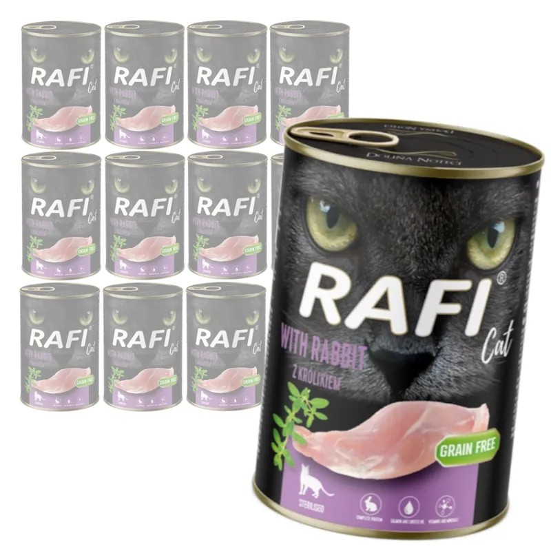 Rafi Cat Adult 12x400g Bezzbożowa Mokra Karma Dla Kotów Sterylizowanych Z Królikiem Premium