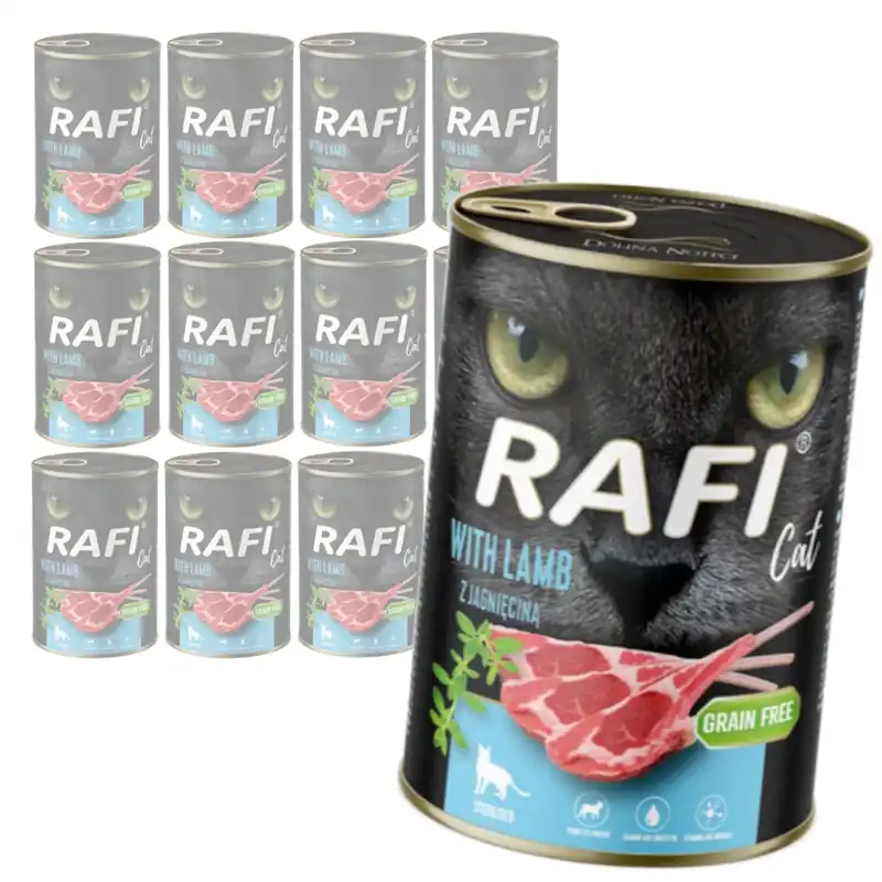 Ograniczona ilość Rafi Cat Adult 12x400g Bezzbożowa Mokra Karma Dla Kotów Sterylizowanych Z Jagnięciną
