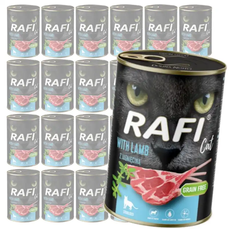 Rabat Rafi Cat Adult 24x400g Bezzbożowa Mokra Karma Dla Kotów Sterylizowanych Z Jagnięciną