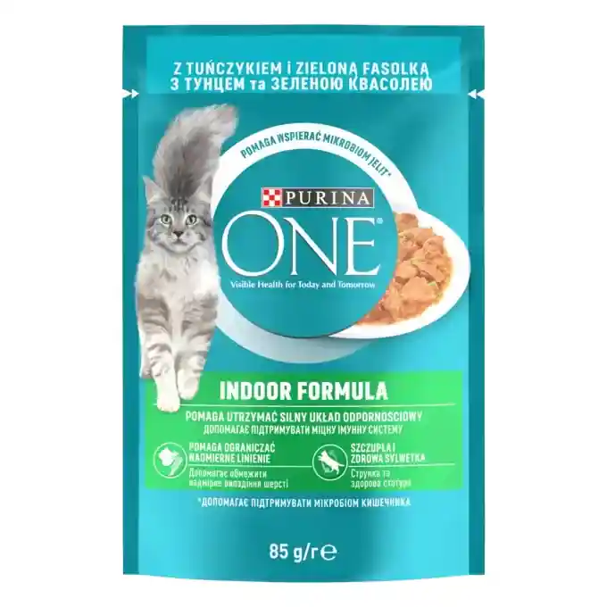 Ostatnia szansa Purina One Indoor Formula 85g Mokra Karma Dla Kota Z Tuńczykiem I Zielona Fasolką