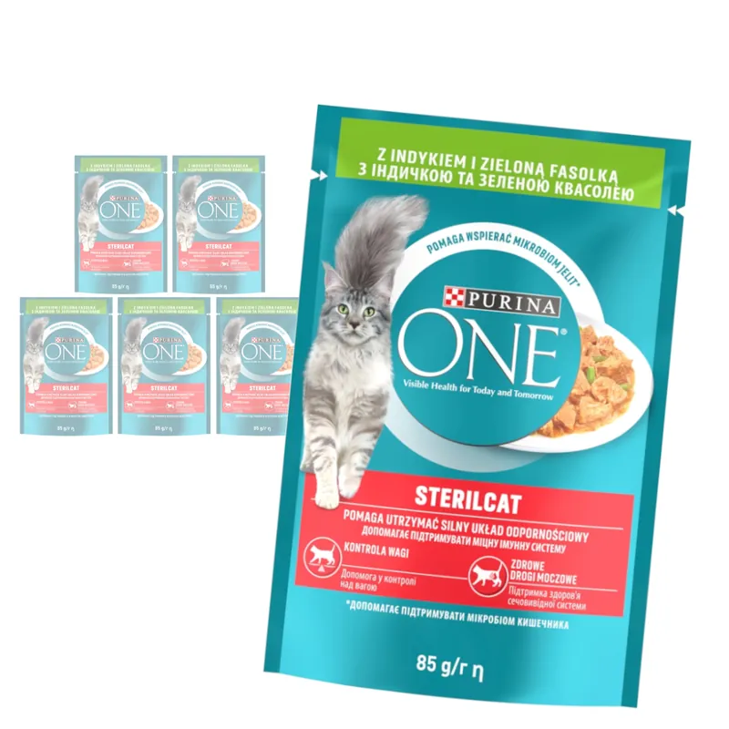 Purina One Sterilcat 6x85g Mokra Karma Dla Kotów Sterylizowanych Z Indykiem I Zieloną Fasolką Wybór klientów