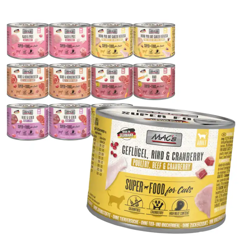 Tani MAC‘s 12x200g Bezzbożowa Mokra Karma Dla Dorosłych Kotów Mix 6 Smaków