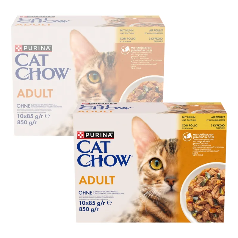 Ostatnie sztuki Purina Cat Chow Adult 20x85g Mokra Karma Dla Kotów Z Kurczakiem I Cukinią W Galaretce