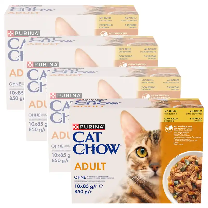 Nie przegap Purina Cat Chow Adult 40x85g Mokra Karma Dla Kotów Z Kurczakiem I Cukinią W Galaretce