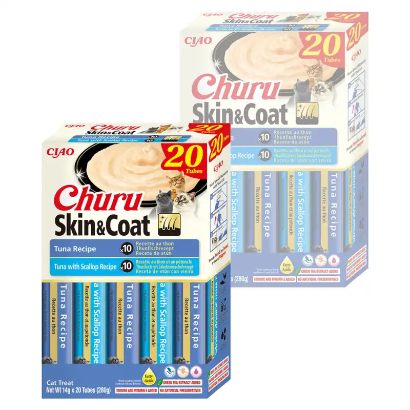 Inaba Cat Churu Skin & Coat Tuna 40x14g Kremowy Przysmak Dla Kota Pasta Mix Z Tuńczykiem Premium