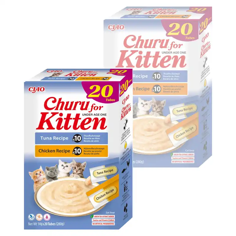 Inaba Cat Churu Kitten 40x14g Kremowy Przysmak Dla Kociąt Pasta Mix Kurczak I Tuńczyk Obniżka ceny