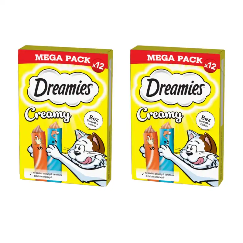Ostatnia szansa Dreamies Creamy 24x10g Kremowy Przysmak Dla Kota Z Kurczakiem I Z Łososiem