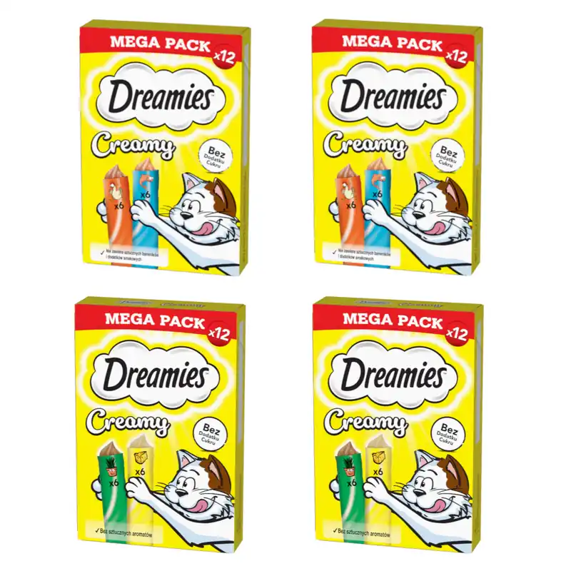 Sprawdź teraz Dreamies Creamy Mix Smaków 48x10g Kremowy Przysmak Dla Kotów