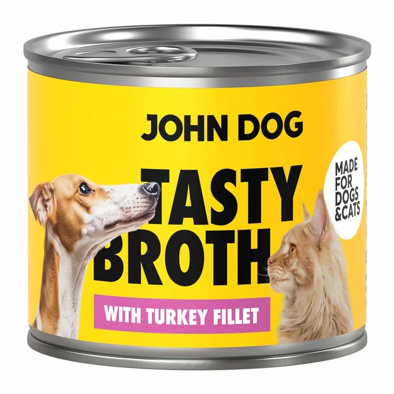Dodaj do koszyka John Dog Tasty Broth 140g Mokra Uzupełniająca Karma Dla Dorosłych Psów I Kotów Z Indykiem