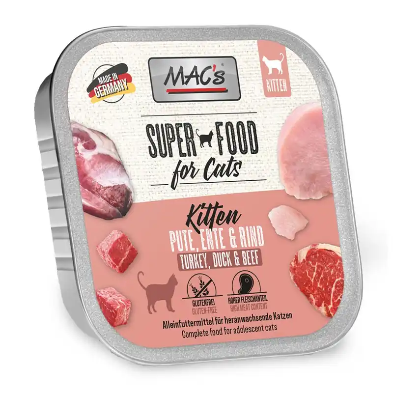 MAC‘s Kitten Tacka 100g Bezzbożowa Mokra Karma Dla Kociąt z Indykiem Kaczką i Wołowiną Zamów teraz