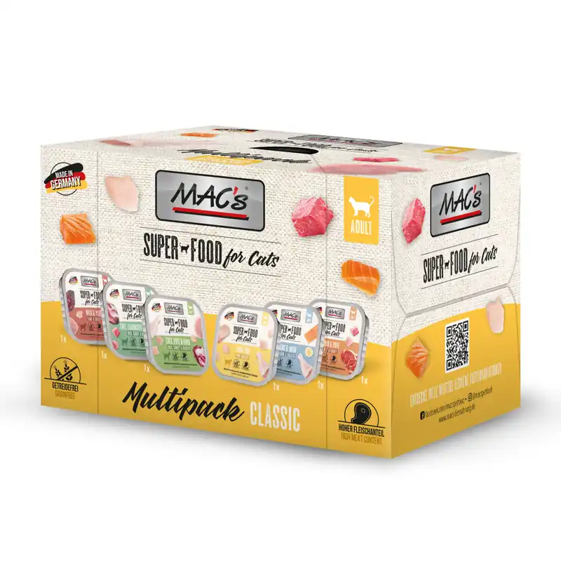 Tylko do końca tygodnia MAC‘s Cat Multipack 6x100g Bezzbożowa Mokra Karma Dla Kota Kurczak Kaczka Indyk Łosoś Królik Wołowina