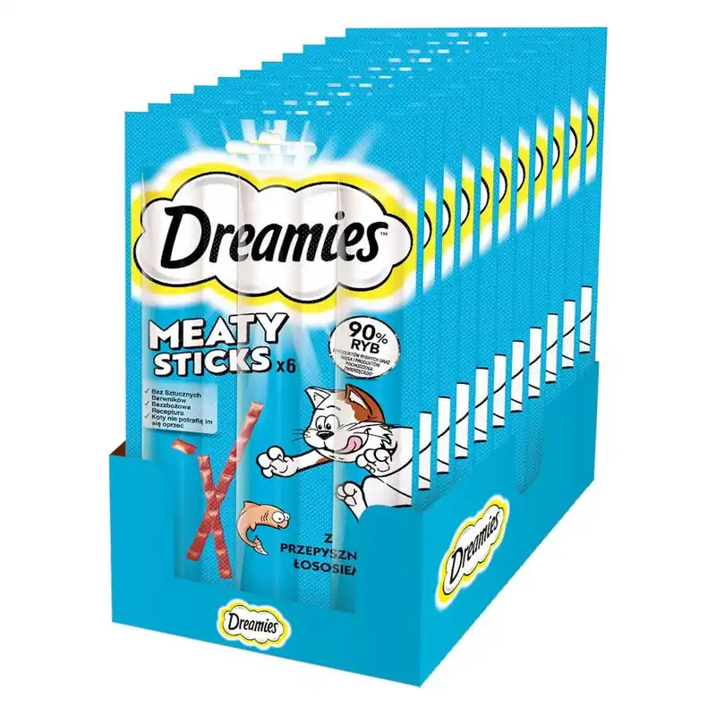 Okazja Przysmak Dreamies Meaty Sticks 14x30g Karma Uzupełniająca Dla Dorosłych Kotów Pałeczki Z Łososiem