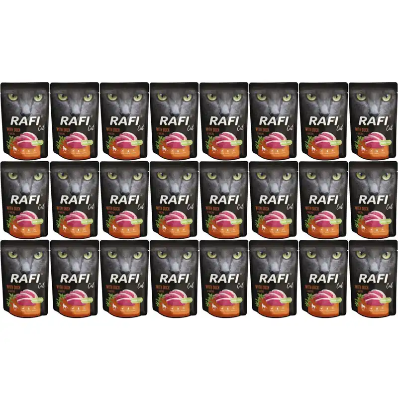 Do wyczerpania zapasów Mokra Karma dla Kota Rafi Cat Adult z Kaczką Saszetka Zestaw 24x100g