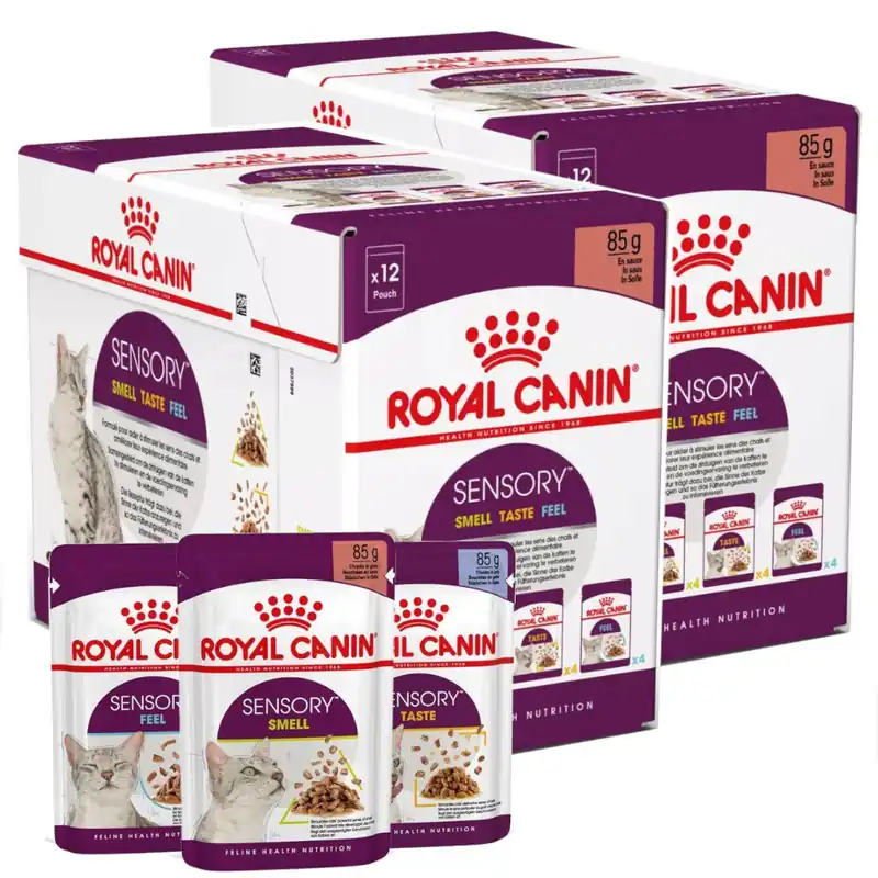 Tylko do końca tygodnia ROYAL CANIN Sensory Mix Smell Taste Feel w Sosie Zestaw 24x85g Mokra Karma Dla Kotów Wybrednych