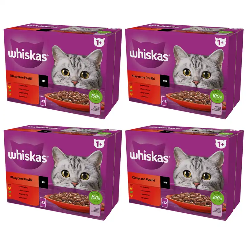 Whiskas Adult 48x85g Klasyczne Posiłki Mokra Karma Pełnoporcjowa Dla Dorosłych Kotów W Sosie Promocja