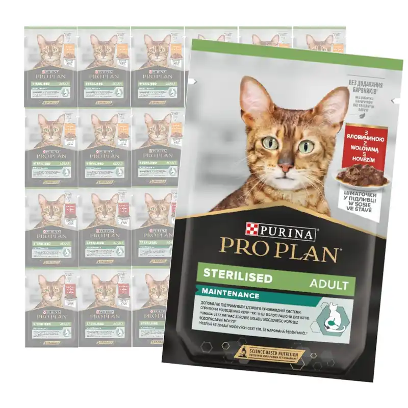 Wysoka jakość Purina Pro Plan Adult Sterilised Maintenance 24x85g Mokra Karma Dla Kota Kurczak i Wołowina w Sosie