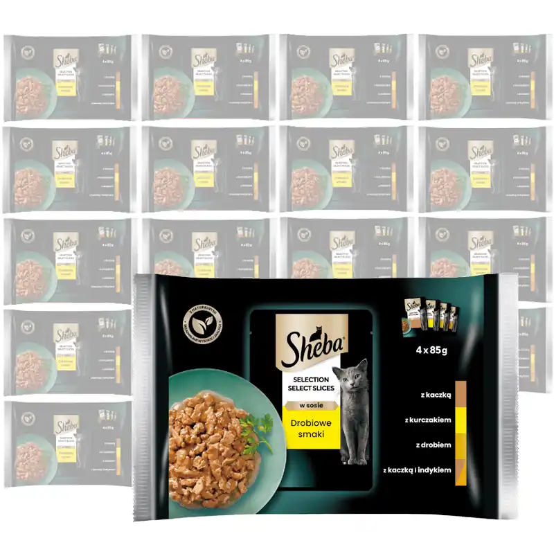 Nie przegap Sheba Selection Select Slices Drobiowe Smaki 72x85g Mokra Karma Pełnoporcjowa Dla Kota W Sosie