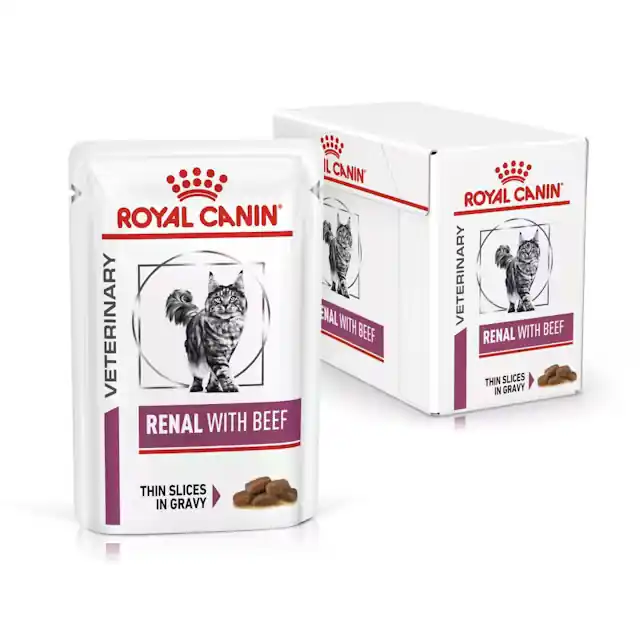Royal Canin Veterinary Renal 12x85g Mokra Karma Dla Kotów Z Niewydolnością Nerek Zapobiega Powstawaniu Kamieni Wołowina W Sosie Najlepsza cena