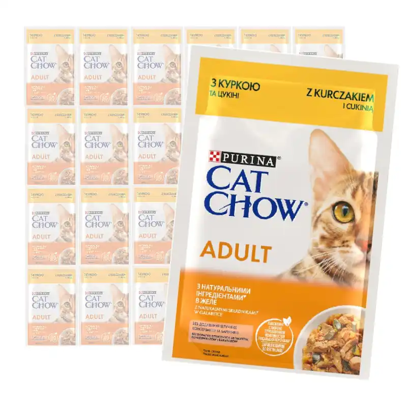 Purina Cat Chow Adult 24x85g Mokra Karma Dla Kota z Kurczakiem i Cukinią w Galaretce Wyprzedaż