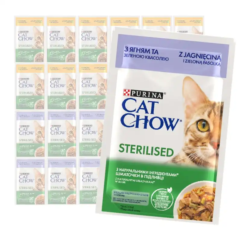 Purina Cat Chow Sterilised 24x85g Mokra Karma Dla Kota Kurczak i Jagnięcina w Sosie Zniżka