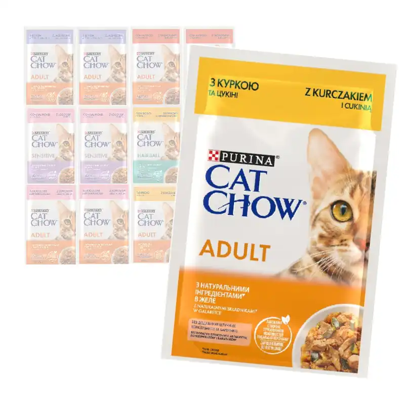Purina Cat Chow Adult Mix Smaków 12x85g Mokra Karma Dla Kota w Galaretce i Sosie Oferta czasowa