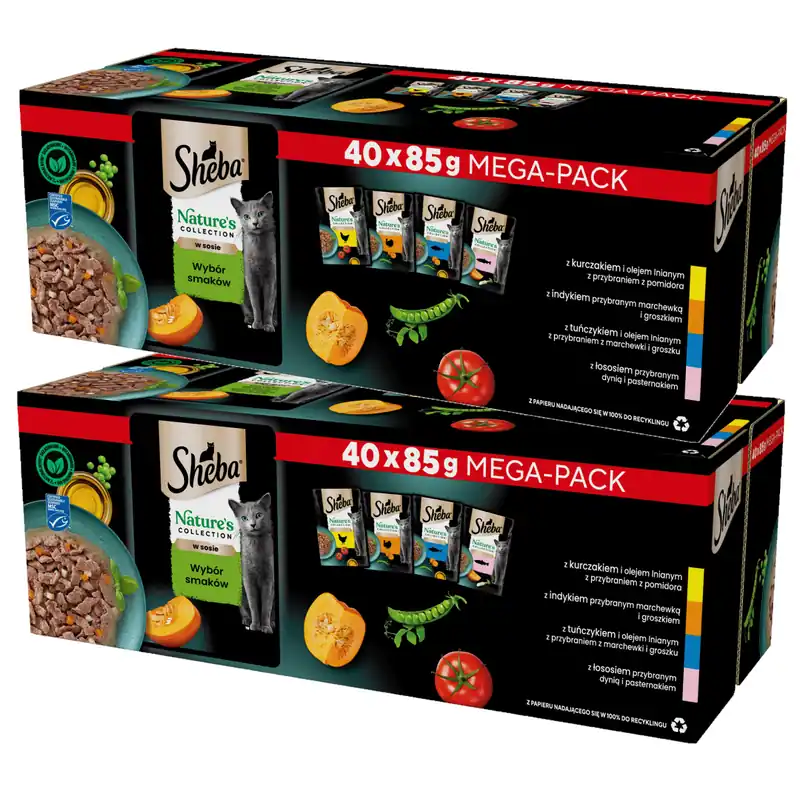 Sheba 80x85g Nature’s Collection Wybór Smaków Mokra Karma Dla Dorosłych Kotów W Sosie 4 Smaki Nowość