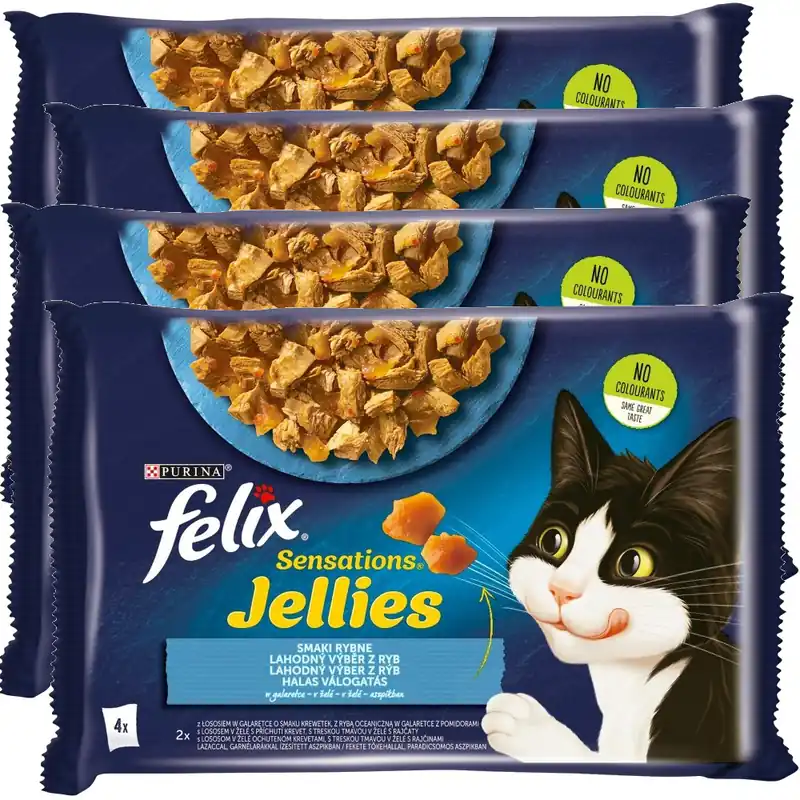 Tylko dziś Felix Sensations Jellies Karma Dla Kotów Smaki Rybne W Galaretce 4x340g (16x85g) Łosoś Ryba Oceaniczna