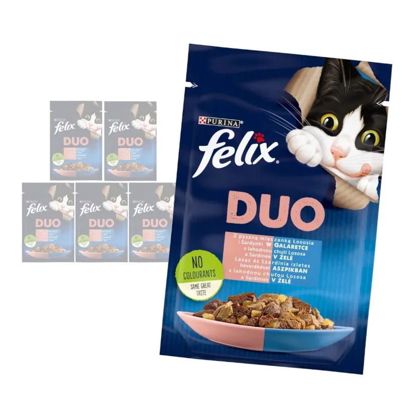 Purina Felix Fantastic Duo Mokra Karma Dla Kota Z Łososiem I Sardynką W Galaretce 6x85g Hit cenowy