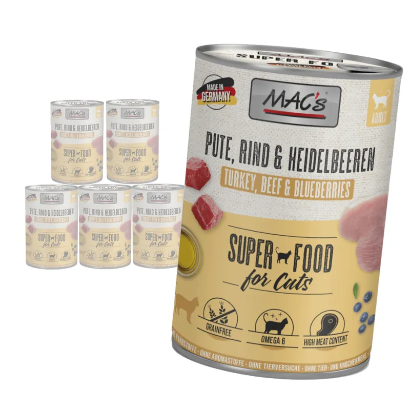 Promocja MAC‘s Cat Mokra Karma Dla Kota Indyk Wołowina Borówki 6x400g