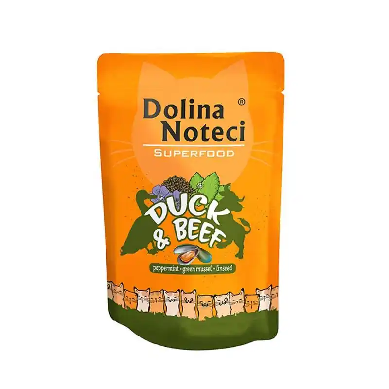 Mokra karma dla kota Dolina Noteci Superfood kaczka i wołowina saszetka 85 g Nie przegap