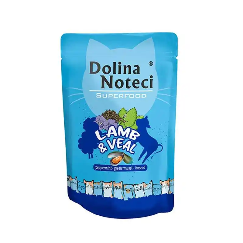 Mokra karma dla kota Dolina Noteci Superfood jagnięcina i cielęcina saszetka 85 g Oferta czasowa