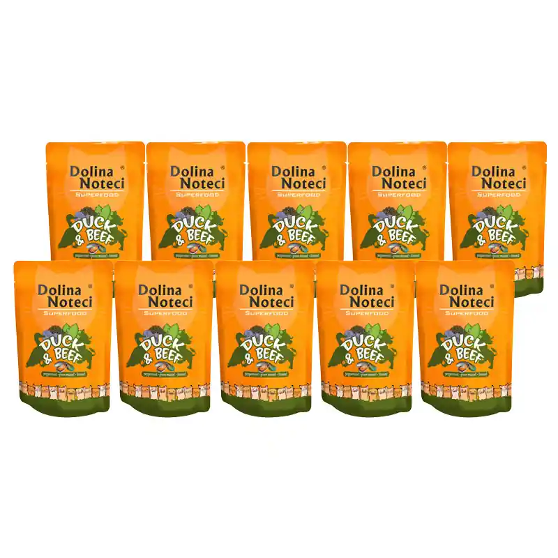 Zniżka Mokra karma dla kota Dolina Noteci Superfood kaczka i wołowina saszetka zestaw 10 x 85 g