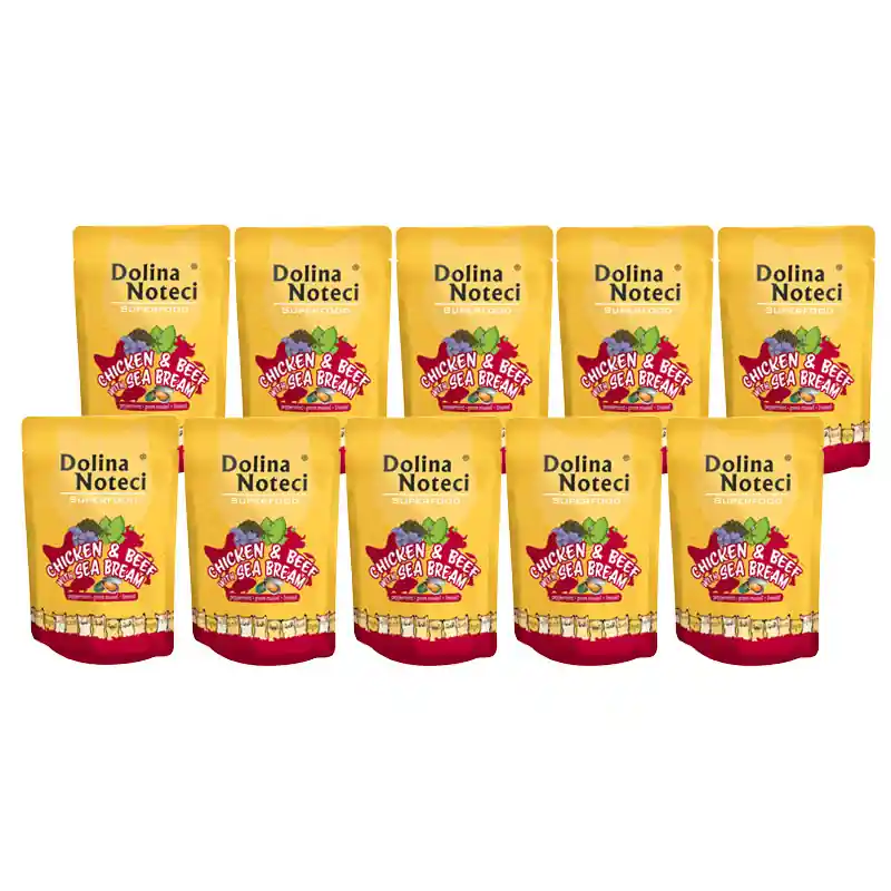 Mokra karma dla kota Dolina Noteci Superfood kurczak i wołowina z doradą saszetka zestaw 10 x 85 g Wyjątkowa oferta