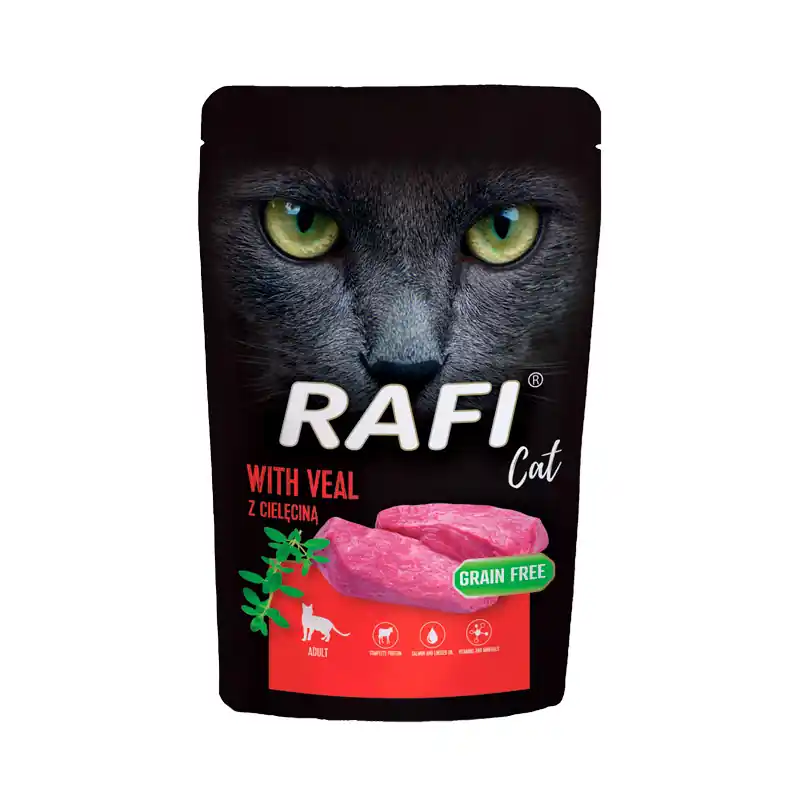 Hit cenowy Mokra karma dla kota Rafi Cat Adult z cielęciną 100 g