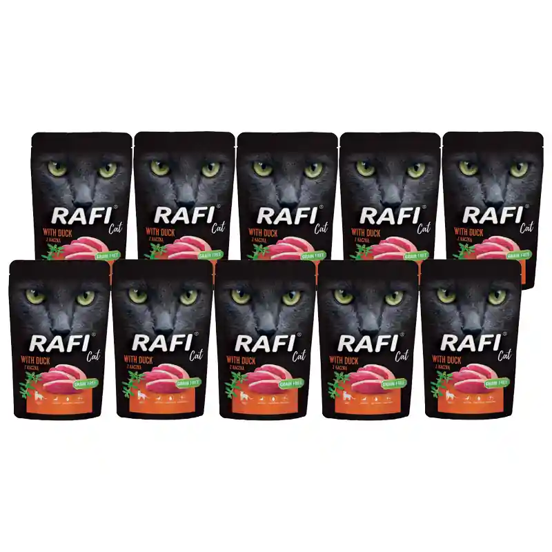 Mokra karma dla kota Rafi Cat Adult z kaczką zestaw 10 x 100 g Oferta limitowana