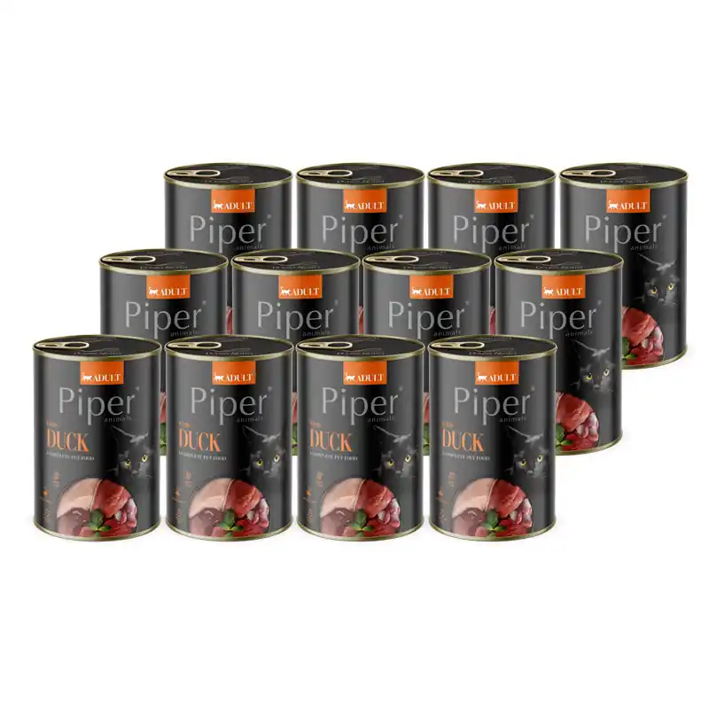 Nie przegap Mokra karma dla kota Piper Animals z kaczką zestaw 12 x 400 g