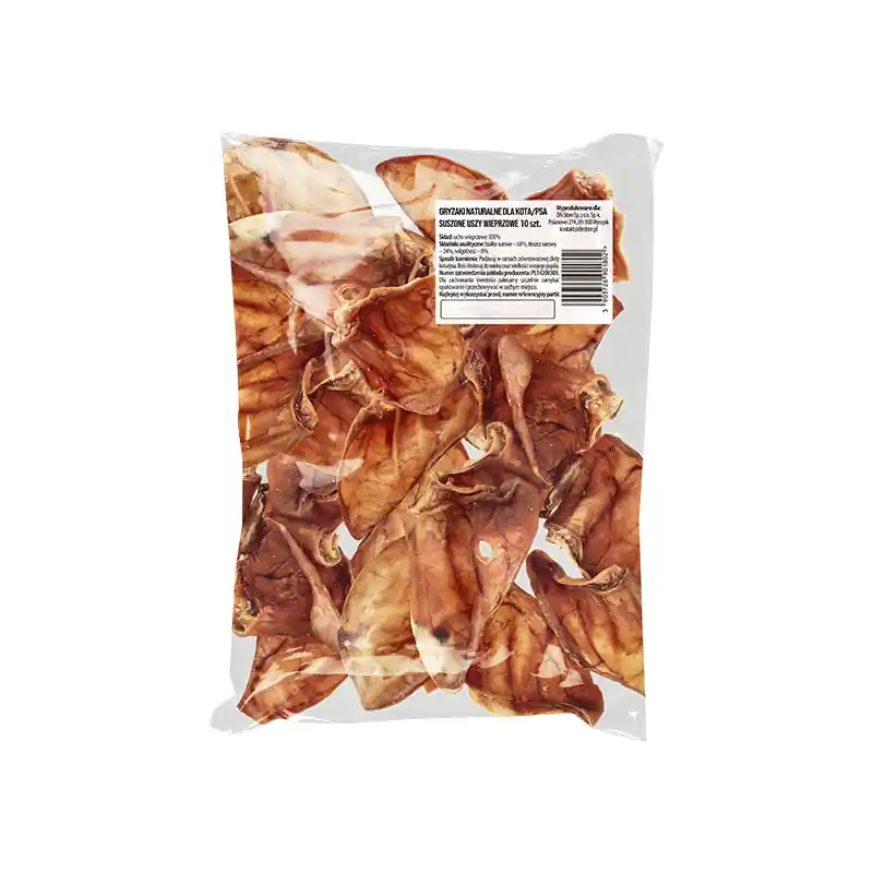 Obniżka ceny Naturalny przysmak gryzaki dla psa i kota uszy wieprzowe 10 szt.