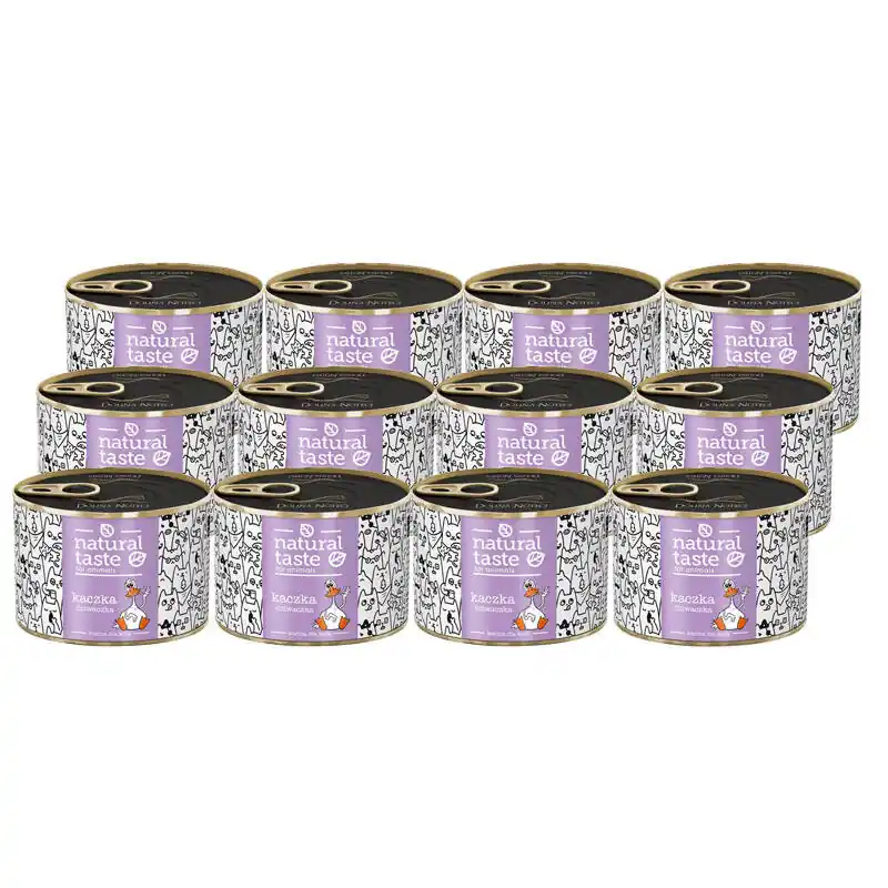 Mokra karma dla kota Natural Taste Kaczka Dziwaczka – danie z kaczki zestaw 12 x 185 g Popularny