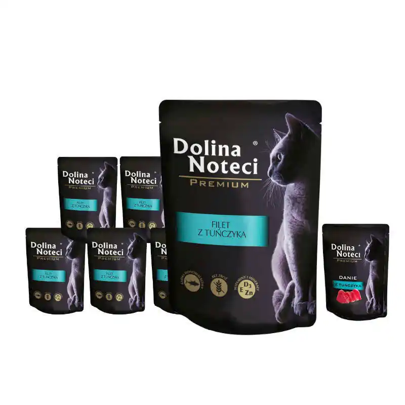 Ostatnia szansa Mokra karma dla kota filet z tuńczyka Dolina Noteci Premium zestaw 10x85 g + danie z tuńczyka 85 g gratis