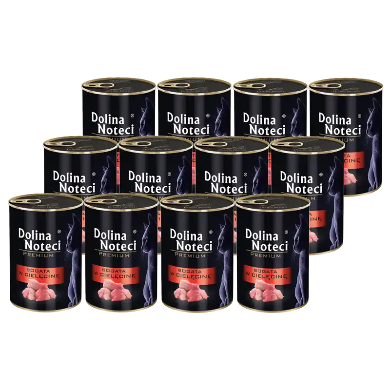 Mokra karma dla kota bogata w cielęcinę Dolina Noteci Premium zestaw 12 x 400 g Bezpieczna płatność