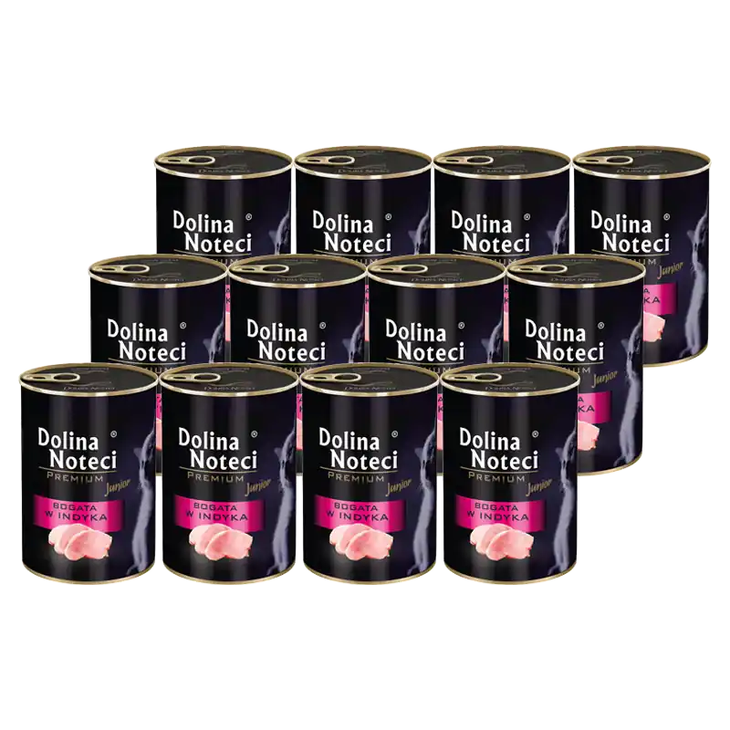 Mokra karma dla kociąt bogata w indyka Dolina Noteci Premium Junior zestaw 12 x 400 g Cena promocyjna