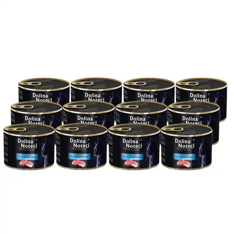 Mokra karma dla kota bogata w jagnięcinę Dolina Noteci Premium zestaw 12x185 g Super okazja