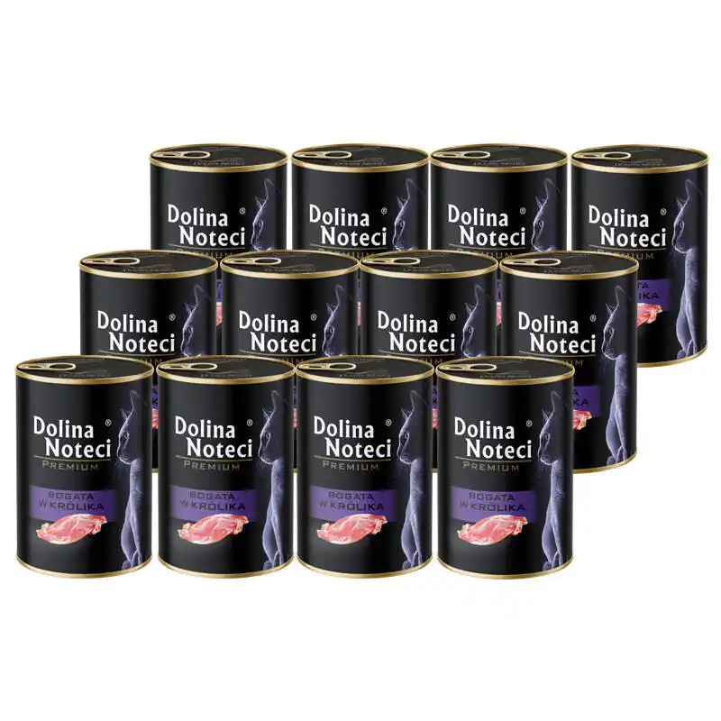 Wyprzedaż Mokra karma dla kota bogata w królika Dolina Noteci Premium zestaw 12 x 400 g