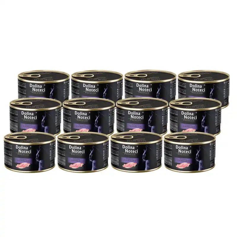 Łatwy zwrot Mokra karma dla kota bogata w królika Dolina Noteci Premium zestaw 12 x 185 g