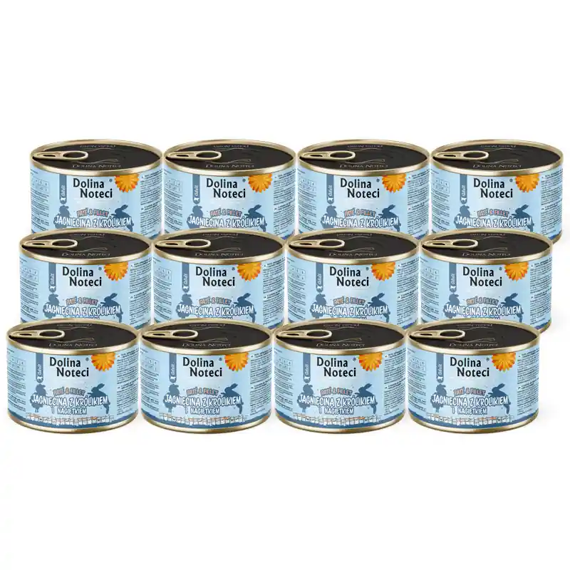 Mokra karma dla kota jagnięcina z królikiem i nagietkiem Dolina Noteci Superfood Pasztet & Filet zestaw 12 x 185 g Szybka dostawa