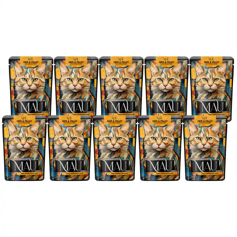 Premium MAU Pasztet i Filet Karma mokra dla kota indyk z masłem orzechowym zestaw 10 x 85 g
