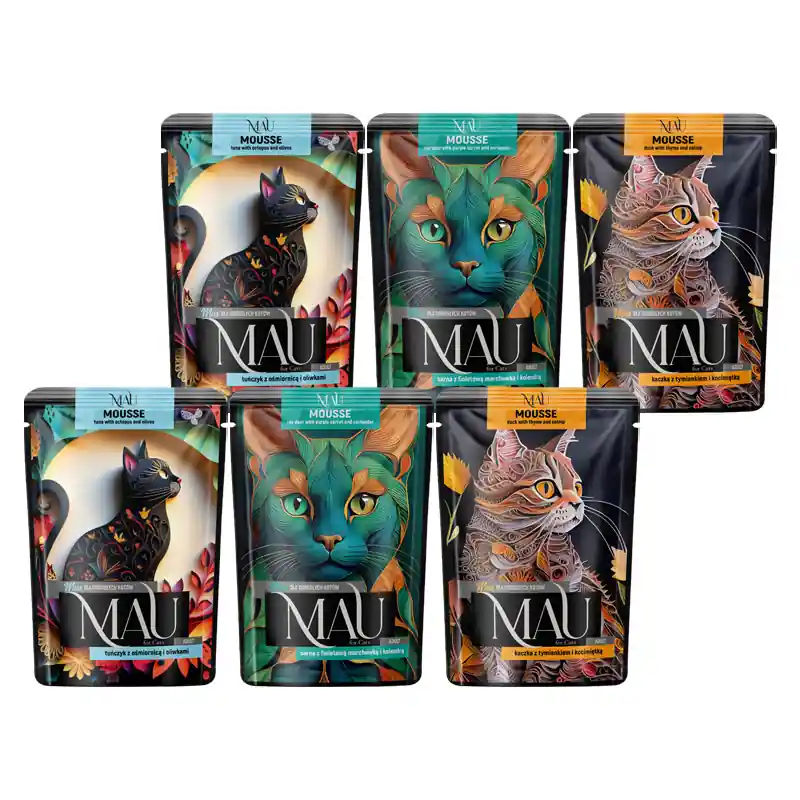MAU Mus Karma mokra dla kota mix trzech smaków zestaw 6 x 85 g Wybór klientów