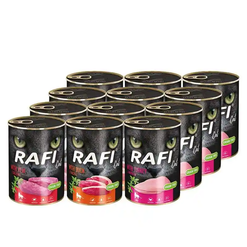 Mokra karma dla kotów dorosłych Rafi Cat mix 12 x 400 g Łatwy zwrot